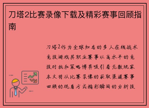 刀塔2比赛录像下载及精彩赛事回顾指南